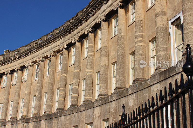 历史悠久的联排别墅/乔治王朝建筑/ Bath stone, Royal Crescent, Bath, England